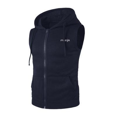 Men’s Logo Printed Sleeveless Zipper Hoodie